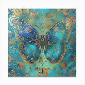 Butterfly In Blue And Gold 2 Canvas Print