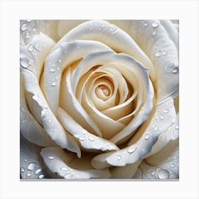 White Rose With Water Droplets 3 Canvas Print