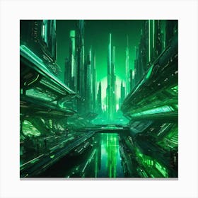 Futuristic City Green III Canvas Print