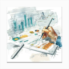 Businessman Drawing Graphs Canvas Print