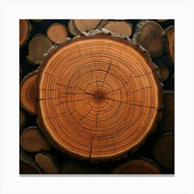 Firefly Log, Forest, Wood, Firewood, Cut, Pile, Cut Off, Tree, Ring, Ingredient, Timbering, Brown, L (2) Canvas Print