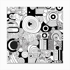 Doodles In Black And White Line Art 8 Canvas Print