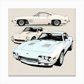 Three Sports Cars Canvas Print