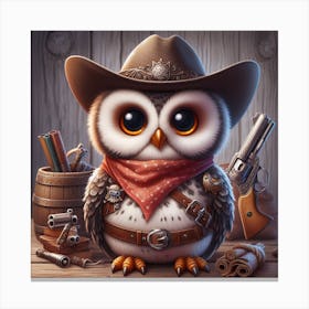 Cowboy Owl 3 Canvas Print