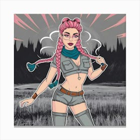 Girl With Pink Hair 1 Canvas Print