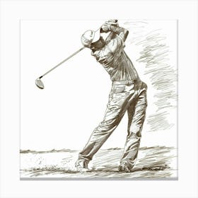 A Golfer Teeing Off Hand Drawn Sketch Illustrati 1718673068 3 Canvas Print