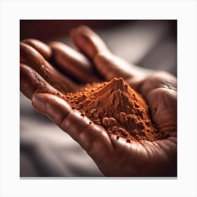 Hand Holding Cocoa Powder Canvas Print