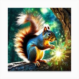 Squirrel With A Sparkler Canvas Print