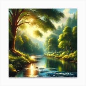 River In The Forest 3 Canvas Print