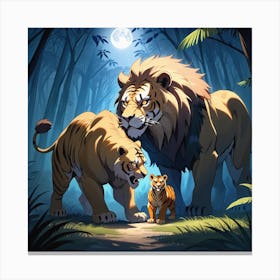 An Epic Showdown Between A Ferocious Lion  Canvas Print