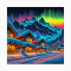 Mountain village snow wooden 6 9 Canvas Print