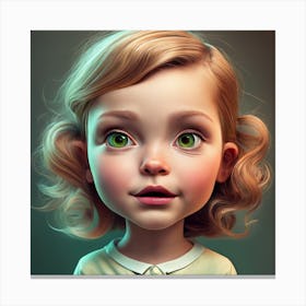 Little Girl With Green Eyes 1 Canvas Print