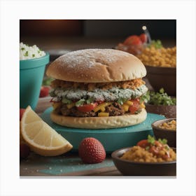 Burgers And Salads Canvas Print