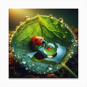 Ladybug On A Leaf 2 Canvas Print
