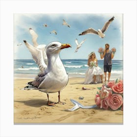 Wedding Seagull Canvas Print