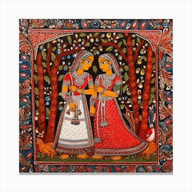 Two Indian Women In The Forest Canvas Print