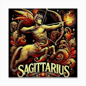 Zodiac Sign Sagittarius, Fire Element, Centaur Bow And Arrow Canvas Print