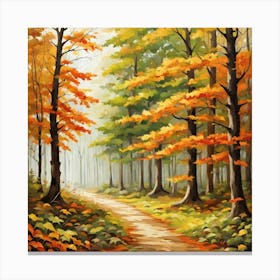 Forest In Autumn In Minimalist Style Square Composition 108 Canvas Print