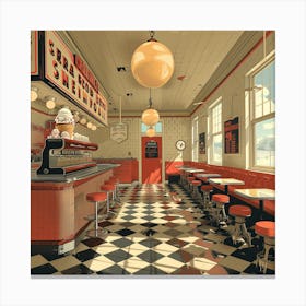 Retro Diner Interior Canvas Print
