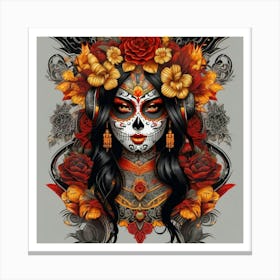 Day Of The Dead Orange & Yellow Canvas Print