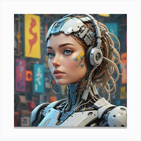 Cybernetic Harmony: The Future of Human-Machine Fusion Canvas Print