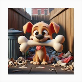 Cute Dog with a Bone Canvas Print