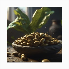 Golden Beans In A Bowl Canvas Print