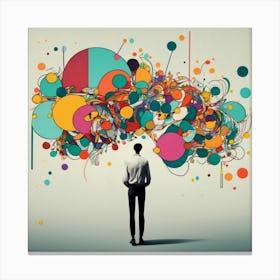 Man Standing In Front Of A Colorful Brain Canvas Print