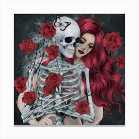 Skeleton And Roses Canvas Print