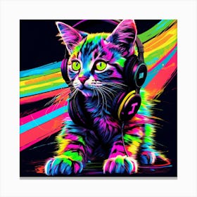 Cat Listening To Music Canvas Print