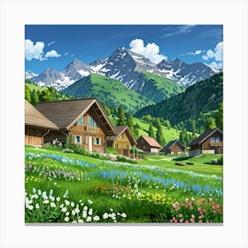 Village In The Mountains 12 Canvas Print