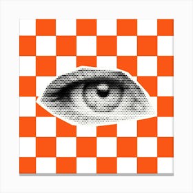 Checkerboard Eye Orange Canvas Print