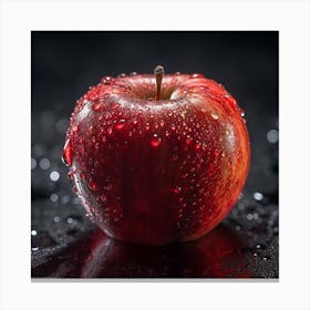 Delicious looking Red Apple, fresh looking with water droplets Canvas Print