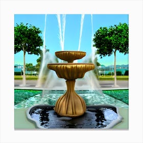 Fountain In The Park Canvas Print