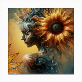 Woman With A Sunflower Canvas Print