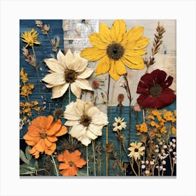 Dried Flowers, Produce An Eclectic Collage Combining Calligraphy Textured Paint Swatches And Cut Out Elements Canvas Print