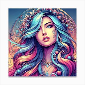 Girl With Colorful Hair 3 Canvas Print