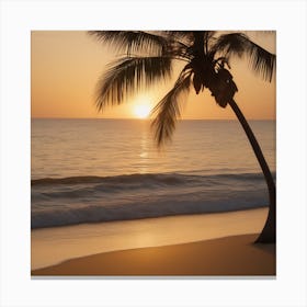 A Serene Beach At Sunset 2 Canvas Print