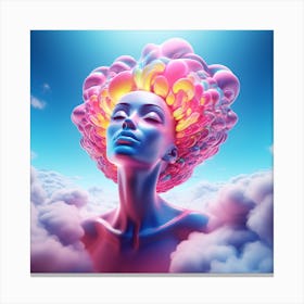Psychedelic Woman In The Clouds. Ethereal Euphoria: A Woman's Psychedelic Dream in the Clouds. Cloudbound Cosmos: A Psychedelic Woman's Journey Canvas Print