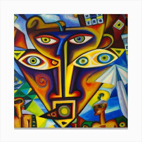 An Cubism Oil Painting -War and Control Canvas Print