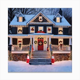 Christmas Decorations On A House 2 Canvas Print