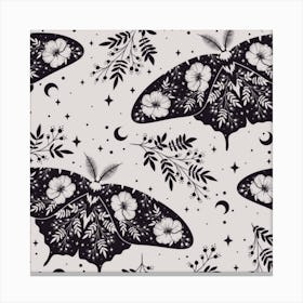 Black And White Moths Canvas Print