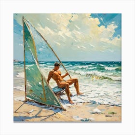 Sailor On The Beach, Vincent Van Gogh Style Canvas Print