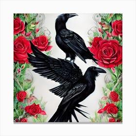 Ravens And Roses Canvas Print