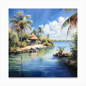 AI Caribbean Dreams in Watercolour Canvas Print