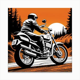Motorcycle Rider, bike in sunset, rider Canvas Print