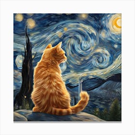 Starry Night Cat 2 Canvas Print