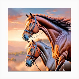 Horses At Sunset Canvas Print