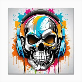 Skull With Headphones 14 Canvas Print