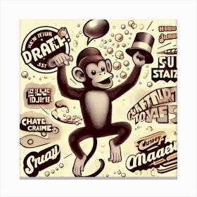 Doodle Monkey Canvas Print